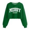 thumbnail image 1 of Telankuip Cropped Christmas Sweatshirts for Women Merry Xmas Letter Printed Long Sleeve Crop Pullover Tops 2025 Fall Winter Teen Girls Round Neck Causal Stylish Outfits Green S, 1 of 2