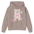 thumbnail image 1 of Telankuip Cute Cat Graphic Hoodies for Teen Girls Kawaii Anime Tween Girl Long Sleeve Hooded Sweatshirts Preppy Comfortable Soft Going out Wear Pullover Tops Khaki 100, 1 of 4