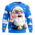 thumbnail image 1 of Telankuip Cute Santa Claus Large 3D Print Pattern Sweatshirt for Men Trendy Ribbing Loose Comfort Plus Size Casual Tops Long Sleeve X-Mas Holiday Crewneck Pullovers Blue M, 1 of 3