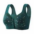 thumbnail image 1 of Telankuip Daisy Bras for Older Women Front Closure Plus Size Wireless Push up Full Coverage Bras Soft Thin Cup Breathable No Underwire Front Button Bralettes Dark Green 48, 1 of 7