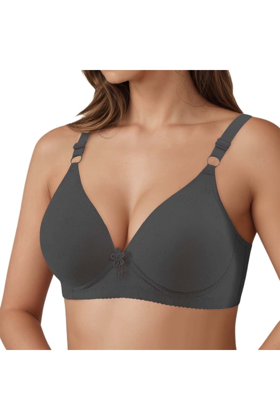Deep V No Underwire Push up Bras for Women Smoothing Full Coverage Stretch Seamless Bralettes Soft Comfortable Thin Cup Breathable Everyday Bras Black 36