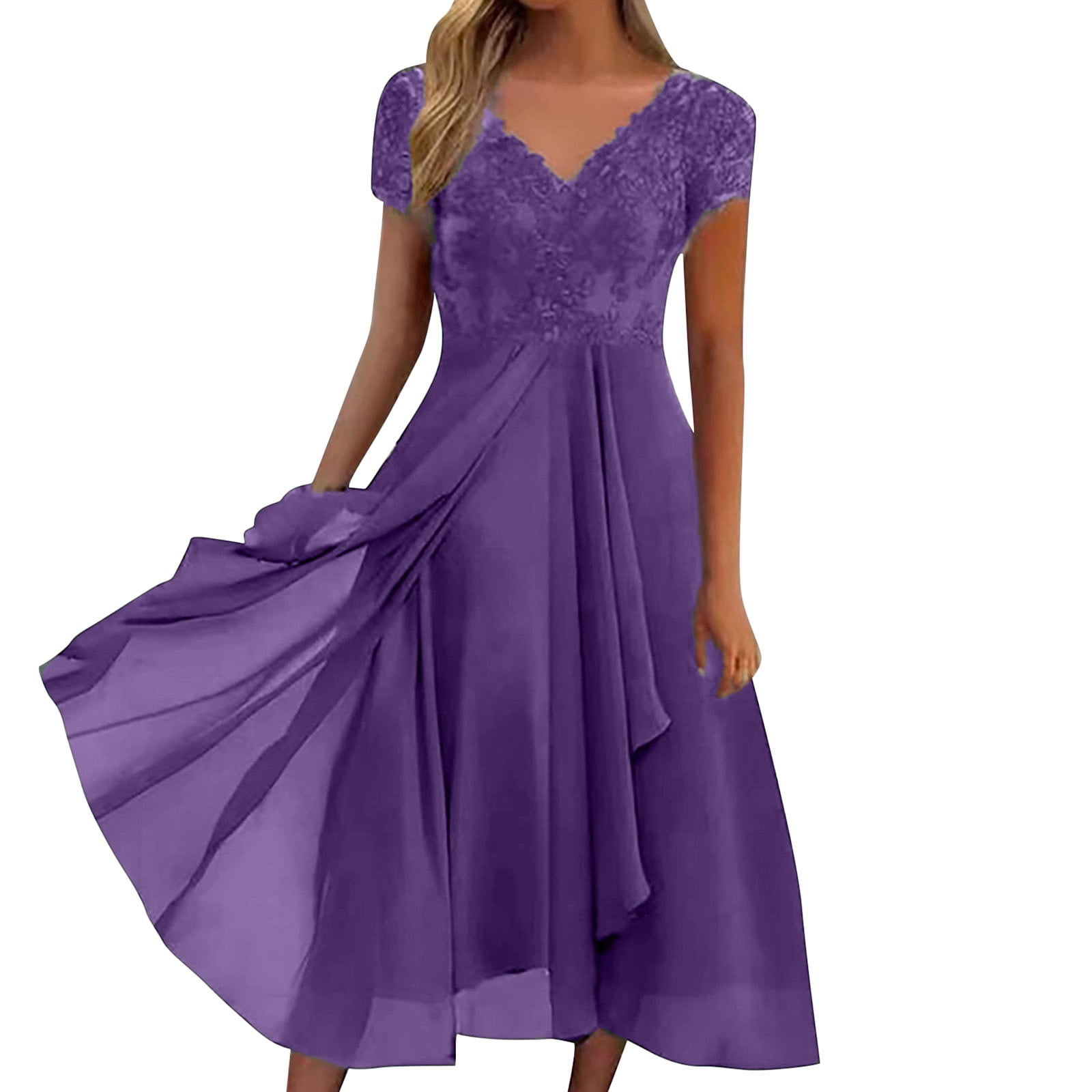 tea length purple mother of the bride dresses Shirees Purple A-Line/Princess V-Neck Satin Tea-Length Mother of the Bride Dresses with Flower 2026