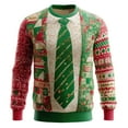 thumbnail image 1 of Telankuip Funny Christmas Sweatshirts for Men Holiday Ribbing Sweater Tuxedo Print Festival Crewneck Long Sleeve Loose Tops for New Year Party Fashion Winter Clothes Green XL, 1 of 2