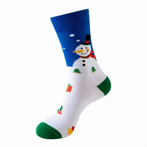 Telankuip Funny Crazy Christmas Medium Tube Socks for Men Women Novelty Colorful Festival Xmas Cute Graphic Printed Cozy Casual Mid-Calf Socks Unisex Gifts for Happy Xmas Dark Blue One Size