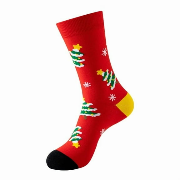 Telankuip Funny Crazy Christmas Medium Tube Socks for Men Women Novelty Colorful Festival Xmas Cute Graphic Printed Cozy Casual Mid-Calf Socks Unisex Gifts for Happy Xmas Watermelon Red One Size