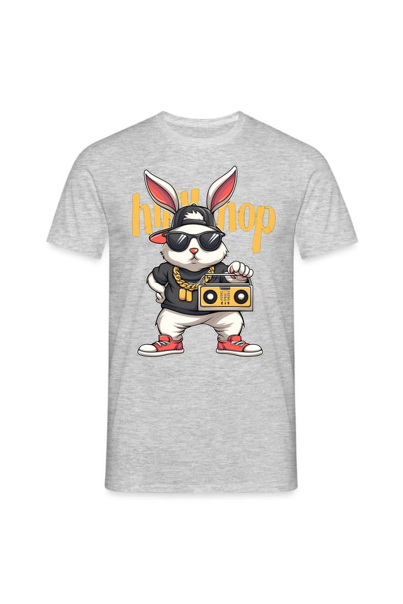 Funny Hiphop Bunny Short Sleeve T Shirts for Man Trendy Rabbit with Sunglasses Print Crew Neck Tops 2026 Summer Soft Comfortable Easter Graphic Tees Streetwear 2-Grey L