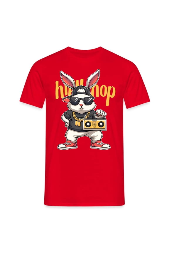 Funny Hiphop Bunny Short Sleeve T Shirts for Man Trendy Rabbit with Sunglasses Print Crew Neck Tops 2026 Summer Soft Comfortable Easter Graphic Tees Streetwear 2-Red XXXL