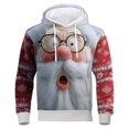 thumbnail image 1 of Telankuip Funny Santa Claus Face Graphic Sweatshirts for Men 2025 Christmas Funny Crewneck Long Sleeve 3D Printed Hoodies Xmas Holiday Hooded Tops with Pockets Red2 XXL, 1 of 4