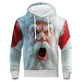 thumbnail image 1 of Telankuip Funny Santa Claus Face Graphic Sweatshirts for Men 2025 Christmas Funny Crewneck Long Sleeve 3D Printed Hoodies Xmas Holiday Hooded Tops with Pockets Red XL, 1 of 2