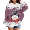 thumbnail image 1 of Telankuip Girls Christmas Hoodies Cute Snowmen and Snowflakes Graphic Hooded Sweatshirts Kid's Oversized Comfort Long Sleeve Xmas Printed Pullover Tops 2025 Fall Winter Purple 9-10 Years, 1 of 4