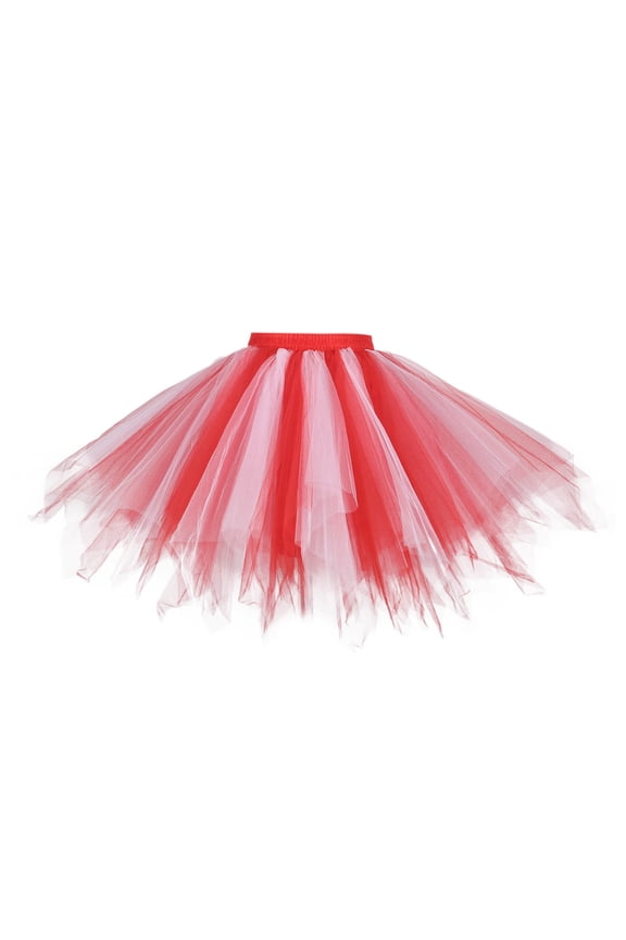 Gradient Color Tutu Skirts for Women Elastic High Waisted Classic Layered Ballet Puffy Skirt Trendy Colorful Asymmetrical Hem Skirts for Carnival Party Fashion Outfits Watermelon Red2 XL