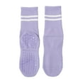 thumbnail image 1 of Telankuip Grippers Mid-Calf Socks for Women Yoga Socks with Sole Non Skid Bottom Classic Two Stripes Design Sticky Socks Comfy Breathable Workout Sock Purple One Size, 1 of 3