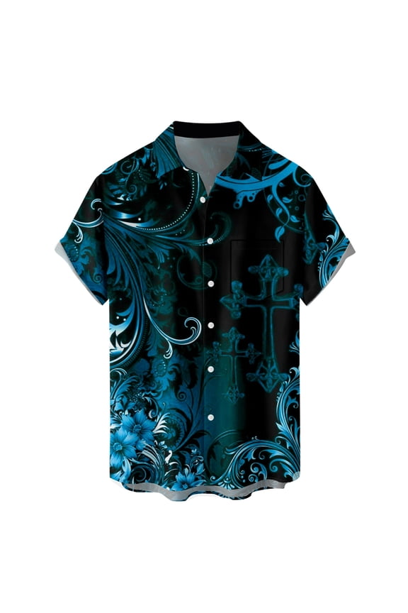 Happy Easter Shirts for Men Cute Bunny Easter Eggs Graphic Print Short Sleeve Hawaiian Shirts Summer Loose Comfy Beach Vacation Button down Casual Style Top 2026 5-Black S