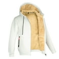thumbnail image 1 of Telankuip Hoodies for Men Full Zip Heavyweight Sherpa Lined Sweatshirts Winter Warm Jacket Oversized Solid Color Soft Comfortable Casual Work Coat with Pockets White XL, 1 of 3