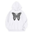 thumbnail image 1 of Telankuip Hoodies for Teen Girls Trendy Large Butterflies Graphic Preppy Kid's Sweatshirts Casual Loose Fit Comfort Long Sleeve Hooded Pullover Tops with Pocket White 1-2 Years, 1 of 4
