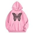 thumbnail image 1 of Telankuip Hoodies for Teen Girls Trendy Large Butterflies Graphic Preppy Kid's Sweatshirts Casual Loose Fit Comfort Long Sleeve Hooded Pullover Tops with Pocket Pink 8-9 Years, 1 of 4