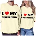 thumbnail image 1 of Telankuip I Heart My Boyfriend Sweatshirts I Love My Girlfriend Sweatshirt for Valentine's Day Gift Crewneck Long Sleeve Loose Comfy Pullover Tops Letter Print Winter Outfits Beige S, 1 of 4