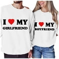 thumbnail image 1 of Telankuip I Heart My Boyfriend Sweatshirts I Love My Girlfriend Sweatshirt for Valentine's Day Gift Crewneck Long Sleeve Loose Comfy Pullover Tops Letter Print Winter Outfits White XL, 1 of 4