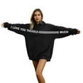 thumbnail image 1 of Telankuip I Love You This Much Hoodies Valentine's Day Letter Print Hooded Sweatshirts for Women Men Oversized Long Sleeve Loose Fit Comfortable Pullover Top with Pockets 1-Black XL, 1 of 5