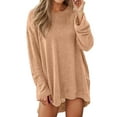 thumbnail image 1 of Telankuip Long Sleeve Loose Fit Casual Waffle T-Shirts for Women Oversized Soft Comfortable Solid Color Tees Crewneck Fall Pullover Tops 2025 Fashion Street Style Outfits Khaki XXL, 1 of 5