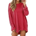 thumbnail image 1 of Telankuip Long Sleeve Loose Fit Casual Waffle T-Shirts for Women Oversized Soft Comfortable Solid Color Tees Crewneck Fall Pullover Tops 2025 Fashion Street Style Outfits XL, 1 of 5