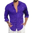 thumbnail image 1 of Telankuip Long Sleeve Shirts for Men Sequin Solid Color Lapel Button down Dress Shirt 70s Disco Fashion Sparkle Carnival Party Comfortable Tops for Festive Celebrations 2026 1-Purple XXL, 1 of 4