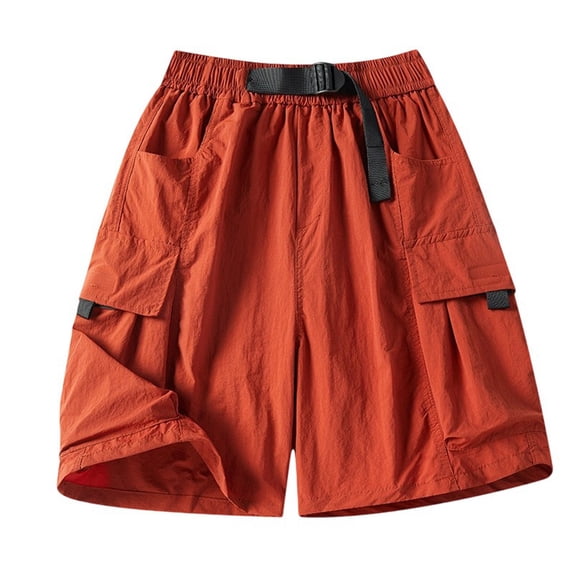 Telankuip Men's Board Shorts Casual Elastic Waisted with Belt Solid Color Loose Comfy Outwear Bottoms 2026 Fashion Simple Lightweight Cozy Holiday Beach Swim Trunks Red XL