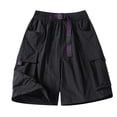 thumbnail image 1 of Telankuip Men's Board Shorts Casual Elastic Waisted with Belt Solid Color Loose Comfy Outwear Bottoms 2026 Fashion Simple Lightweight Cozy Holiday Beach Swim Trunks Black L, 1 of 2