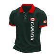thumbnail image 1 of Telankuip Men's Canada Flag Print Polo Shirts Button up Lapel Short Sleeve Slim Fit Polo Tees Fashion Canadian Maple Leaf and Letter Graphic Design Summer Casual Tops 3-Dark Green XXXXXL, 1 of 3