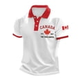 thumbnail image 1 of Telankuip Men's Canada Flag Print Polo Shirts Button up Lapel Short Sleeve Slim Fit Polo Tees Fashion Canadian Maple Leaf and Letter Graphic Design Summer Casual Tops 4-White XXXXXL, 1 of 3