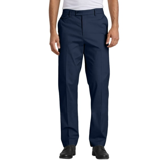 Telankuip Men's Dress Pants Straight Leg Business Casual Formal Slacks Lightweight Work Trousers Solid Color Big and Tall Pantalones Baggy Hombre Navy M