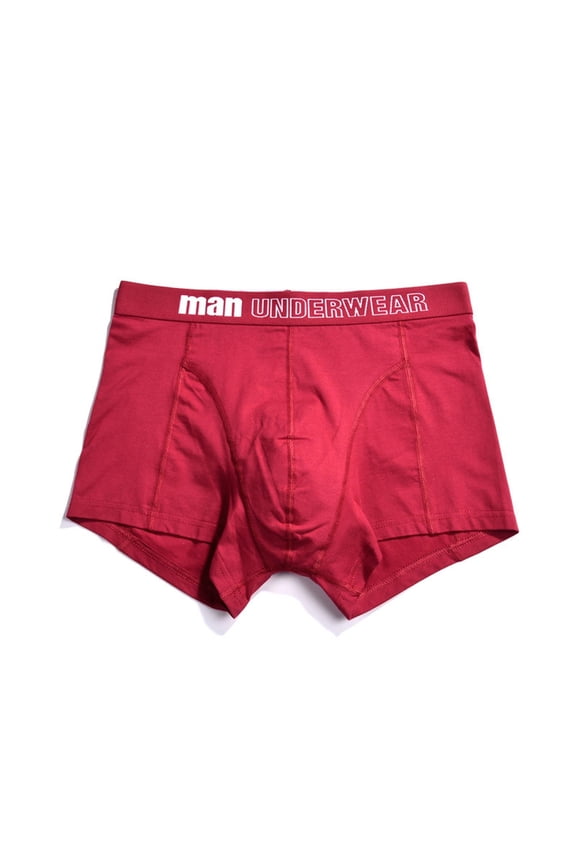 Men's Fashion Letter Printed Panties Comfortable Straight Leg Cut Tight Boxer Briefs Lightweight Four Corner Fit Casual Underpants for Daily Wear and Sports Red XXXL