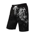 thumbnail image 1 of Telankuip Men's Graphic Printed Shorts Straight Leg Drawstring Waisted Retro Pattern Casual Five Point Pants Spring and Summer Plus Size Workout Gym Shorts Streetwear 3-Black XXXXXXL, 1 of 3