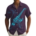 thumbnail image 1 of Telankuip Men's Guitar Pattern Short Sleeve Shirts Lapel Button down Music Festival Print Shirt Summer Tropical Stylish Beach Vacation Casual Top for Loose Comfy Light Purple XXXXL, 1 of 4