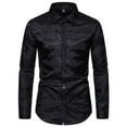 thumbnail image 1 of Telankuip Men's Luxury Jacquard Long Sleeve Dress Shirts Color Contrast Muscle Fit Wedding Party Prom Shirt Lapel Button down Lightweight Comfy Fashion Disco Tops Outfits Black S, 1 of 4