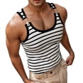 thumbnail image 1 of Telankuip Men's Summer Casual Striped Ribbed Tank Tops Trendy Shoulder Buckle Scoop Neck Muscle Tee Gym Fitness Bodybuilding Sleeveless T Shirt 0-Black M, 1 of 4