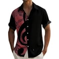 thumbnail image 1 of Telankuip Men's Tropical Musical Note Print Short Sleeve Shirts Summer Short Sleeve Button down Beach Top Relaxed Fit Breathable Music Festival Stylish Casual Wear Brick Red L, 1 of 4