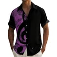 thumbnail image 1 of Telankuip Men's Tropical Musical Note Print Short Sleeve Shirts Summer Short Sleeve Button down Beach Top Relaxed Fit Breathable Music Festival Stylish Casual Wear Light Purple M, 1 of 4