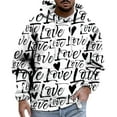 thumbnail image 1 of Telankuip Men's Valentine's Day Hoodies 2026 Cute Heart Graphic Drawstring Pullover Sweatshirt Baggy Comfortable Long Sleeve Holiday Hooded Tops with Pockets Fall Winter Outfits 2-White L, 1 of 4