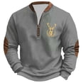 thumbnail image 1 of Telankuip Mens 1/4 Zip Christmas Sweatshirts Vintage Stag Design Stand Collar Pullover Tops Trendy Printed Loose Long Sleeve Merry Christmas Hoodless Sweatshirt Grey L, 1 of 3