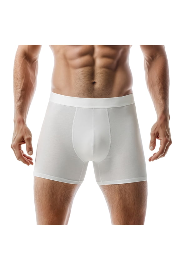 Mens Breathable Underwear Soft Stretch Comfort Fit Casual Boxer Briefs for Daily Wear and Sports Plus Size Lightweight Breathable Basic Boxers White XL