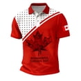 thumbnail image 1 of Telankuip Mens Canadian Flag Polo Shirts Short Sleeve Quarter Button up Red Maple Leaf Graphic Tees Casual Style Thin Soft Breathable Sports and Leisure Patriotic Pullover Top 12-Red XL, 1 of 5