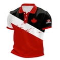 thumbnail image 1 of Telankuip Mens Canadian Flag Polo Shirts Short Sleeve Quarter Button up Red Maple Leaf Graphic Tees Casual Style Thin Soft Breathable Sports and Leisure Patriotic Pullover Top 10-Red XXXL, 1 of 5