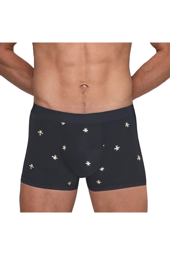 Mens Fashion Printed Boxers Lightweight Breathable Stretch Underwear Casual Soft Fabric Comfortable Color Block Stylish Tight Boxerbriefs for Daily Wear Black XL