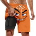 thumbnail image 1 of Telankuip Mens Funny Expression Printing Swim Shorts with Compression Liner and Pocket Elastic Waisted Drawstring Double Layer Swim Trunks Summer Lightweight Quick Drying Board Shorts 1-Orange XXXXL, 1 of 4