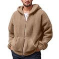 thumbnail image 1 of Telankuip Mens Fuzzy Sherpa Hoodies Jacket Long Sleeve Full Zipper Hooded Sweatshirts Oversized Casual Soft Comfortable Solid Warm Winter Outwear 2026 Fashion Outfits Khaki XXL, 1 of 5