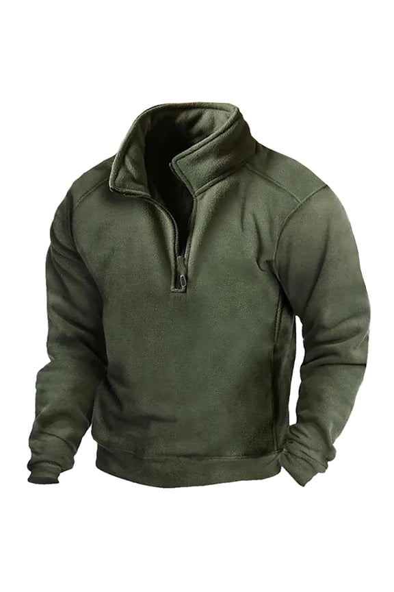 Mens Half Zip Pullovers Tactical Sweatshirts Neck Cargo Long Sleeve Pullovers Loose Fit Soft Comfortable Casual Military Workout Sweaters Fall Winter Clothes Green XXL