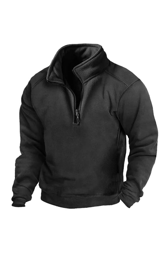 Mens Half Zip Pullovers Tactical Sweatshirts Neck Cargo Long Sleeve Pullovers Loose Fit Soft Comfortable Casual Military Workout Sweaters Fall Winter Clothes Black L
