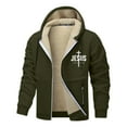 thumbnail image 1 of Telankuip Mens Jesus Full Zip up Sherpa Lined Hoodies Plus Size Graphic Christian Faith Outdoor Athletic Thermal Jackets with Pockets Winter Warm Comfortable Stylish Outwear Green XXL, 1 of 4