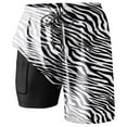 thumbnail image 1 of Telankuip Mens Leopard & Zebra Print Swim Trunks 2 in 1 with Compression Liner Pockets Drawstring Quick Dry Stretch Lined Swim Shorts Animal Pattern Comfy Holiday Beach Shorts 3-Black XL, 1 of 4
